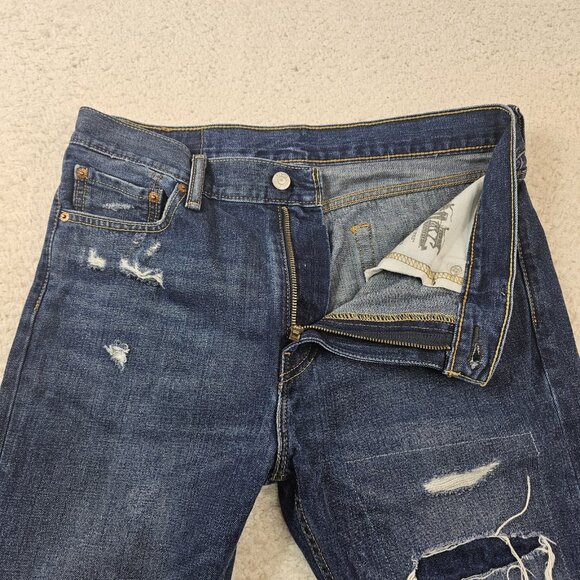 Levi's 510 Jeans Men's 33x32 Blue Denim Skinny Fit Stretch Distressed Patched - Picture 13 of 16